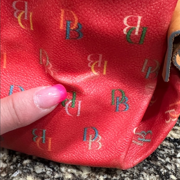 Dooney & Bourke Red Tote with Multicolor Monogram - Picture 12 of 13